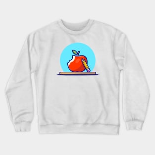 Apple with Pencil Cartoon Vector Icon Illustration Crewneck Sweatshirt